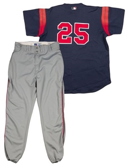 Circa 1999-2002 Jim Thome Game Worn Cleveland Indians Batting Practice Jersey With Road Pants